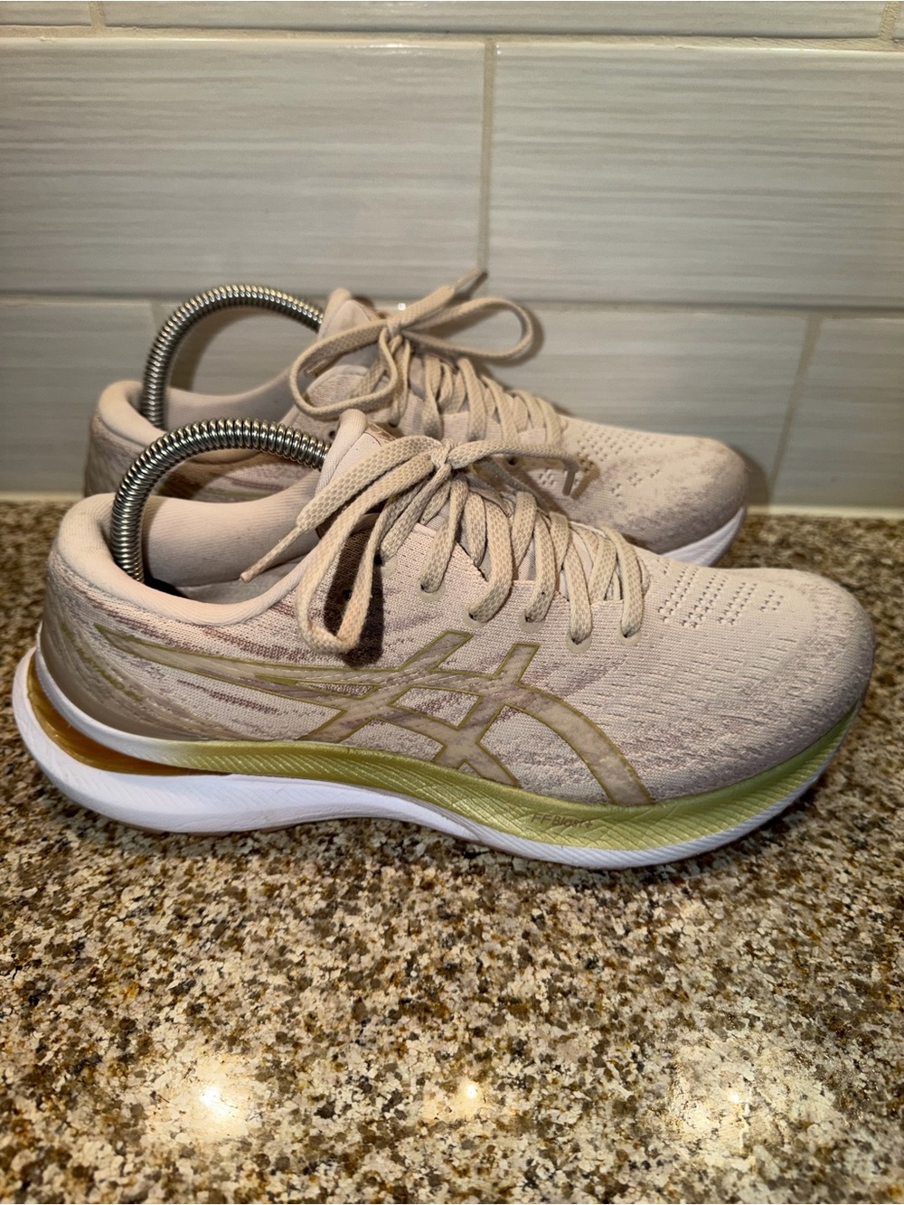 ASICS Women's Neutral Running Shoes - Light Pink with Gold Accents